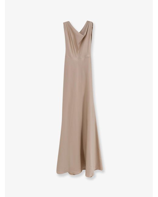 ACTUALEE Natural Satin Long Dress