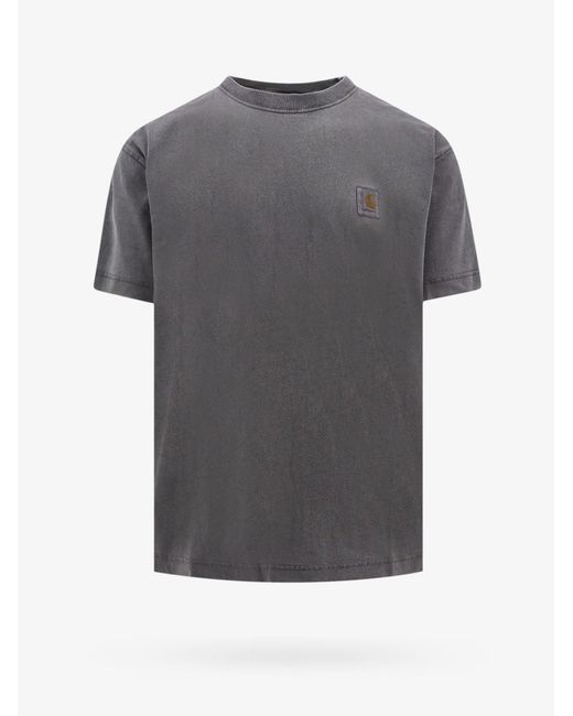 Carhartt Gray Cotton T-Shirt With Logo Patch for men
