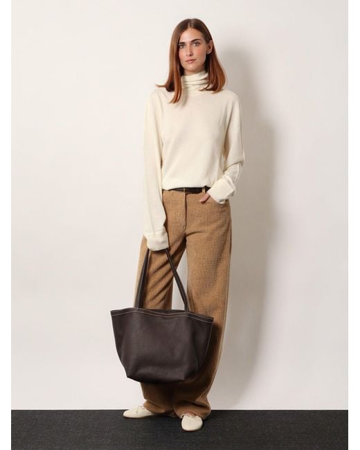 The Row Natural Park Tote Three Stitch Leather Shoulder Bag