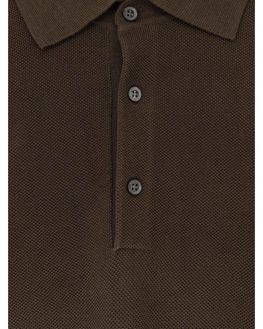 Bramani Cashmere Brown Cotton And Silk Blend Polo Shirt for men