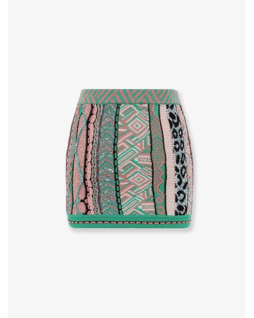 Laneus Green Multicolored Cotton Skirt