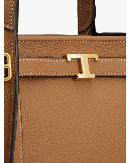 Tod's Brown T Signature Leather Tote Bag