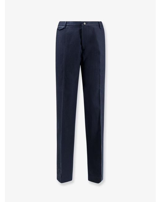 NUGNES 1920 Blue Cava Cotton And Linen Trousers for men