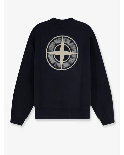 Stone Island Blue Organic Cotton Sweatshirt With Logo Print for men