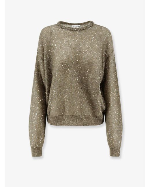 Nude Green Mohair Blend Sweater With Sequins