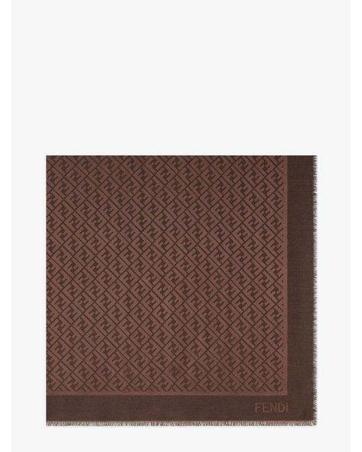 Organic Silk And Wool Shawl-Donna di Fendi in Brown