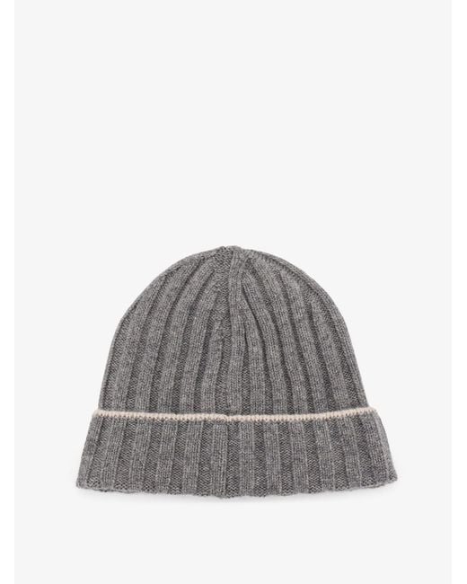 Brunello Cucinelli Gray Cashmere Beanie for men