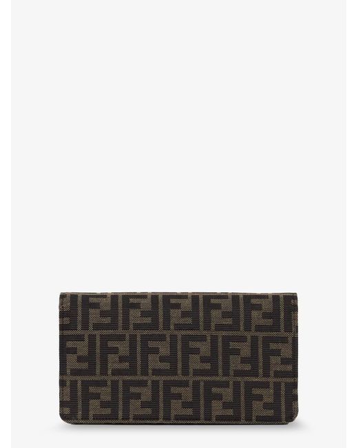 Fendi White Wallet On Chain Tube Ff Zucca Fabric Crossbody Bag