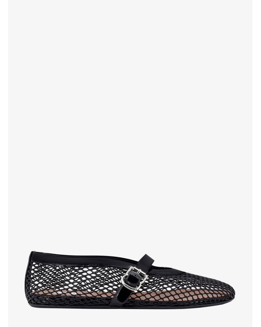 Alaïa White Fishnet Ballerinas With Patent Leather Profiles