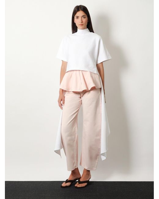 Alaïa White Asym Cotton Blend T-Shirt