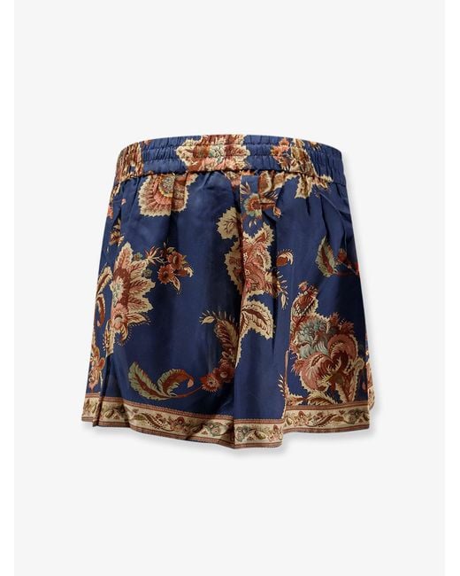 Zimmermann Blue Aster Relaxed Silk Bermuda Shorts