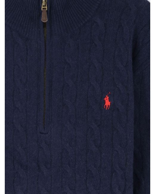 Polo Ralph Lauren Blue Wool And Cashmere Cable Knit Sweater for men
