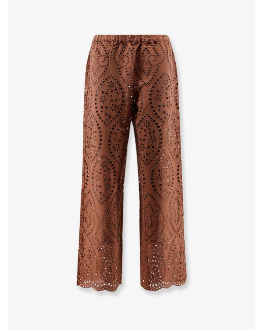 Mc2 Saint Barth Brown Inez Sangallo Lace Trousers