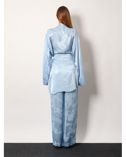 Balenciaga Blue Wrap Silk Mini Dress