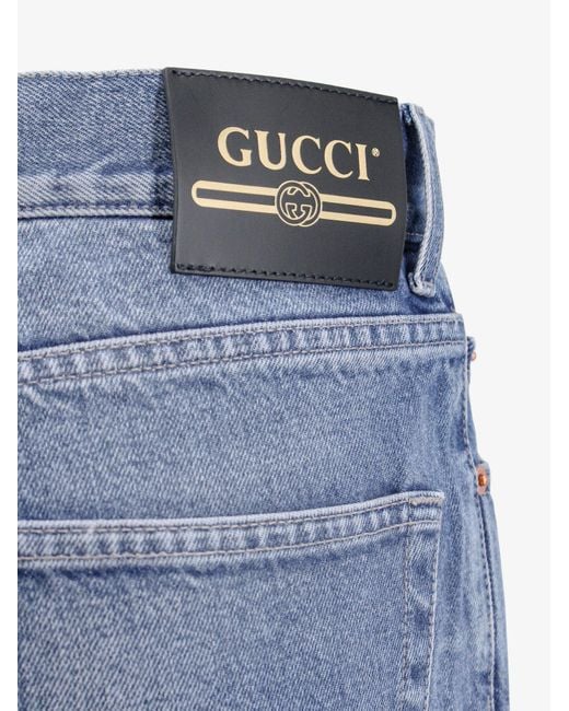 Gucci Blue Carrot Fit Cotton Jeans for men