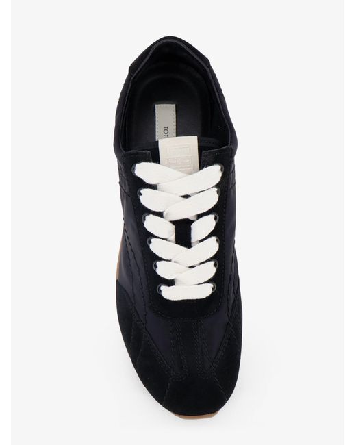 Totême Black Nylon And Suede Sneakers With All-Over Stitching