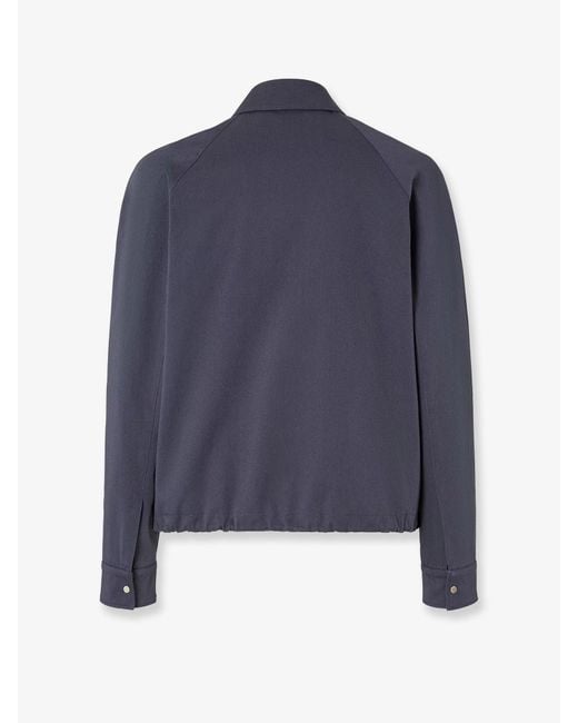 Fendi Blue Cotton Jacket With Ff Detail for men