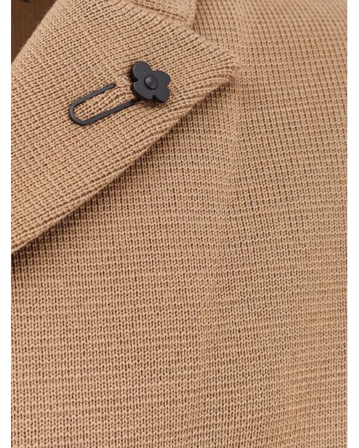 Lardini Natural Knitted Blazer With Iconic Brooch for men