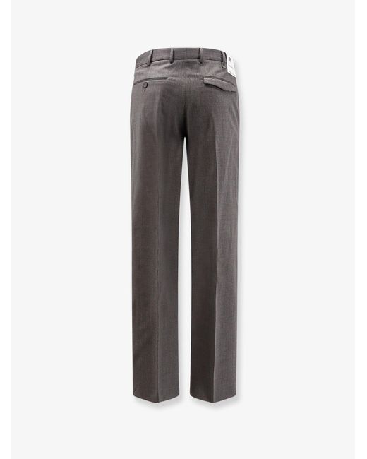 PT Torino Gray Michael Reworked Stretch Wool Trousers for men