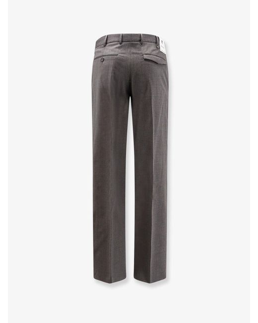 PT Torino Gray Michael Reworked Stretch Wool Trousers for men