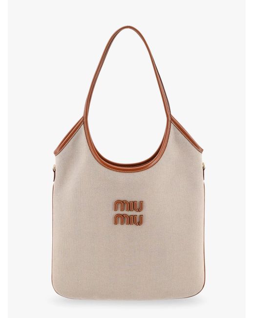 Miu Miu Natural Ivy Canvas Shopping Bag