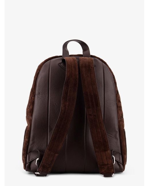 Orciani Brown Suede Backpack With Woven Pattern for men