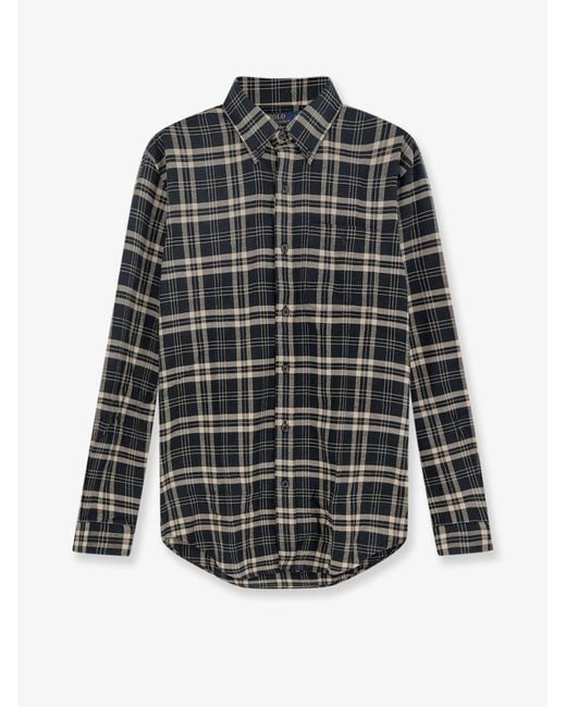 Polo Ralph Lauren Black Performance Custom Fit Shirt for men