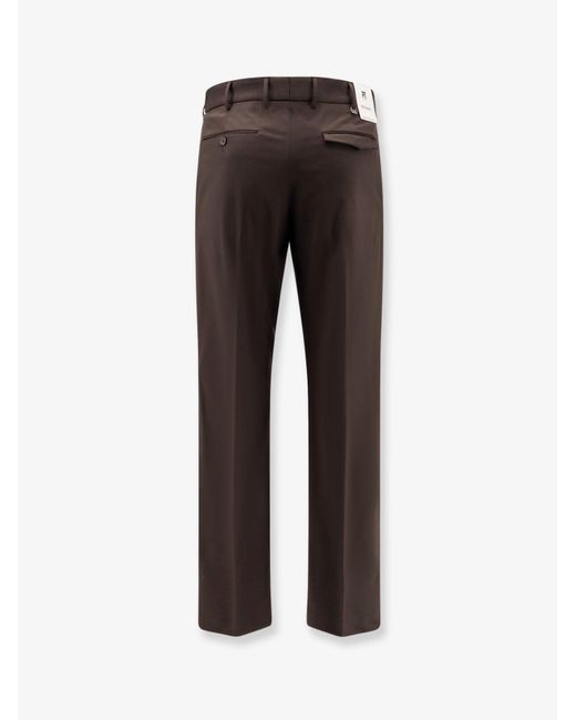 PT Torino Brown Michael Reworked Stretch Wool Trousers for men