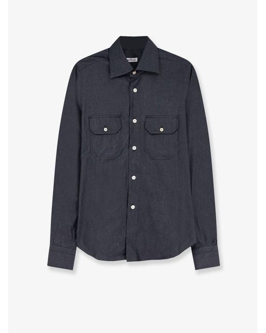 Kiton Blue Shirts Cotone for men