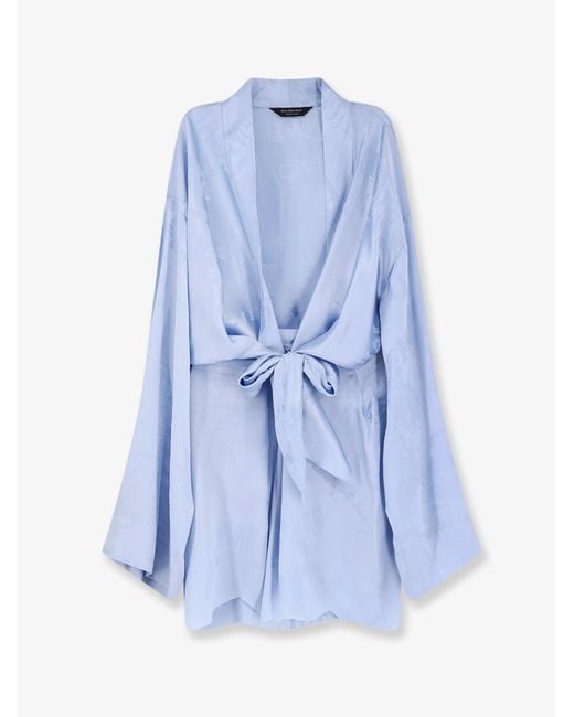 Balenciaga Blue Wrap Silk Mini Dress
