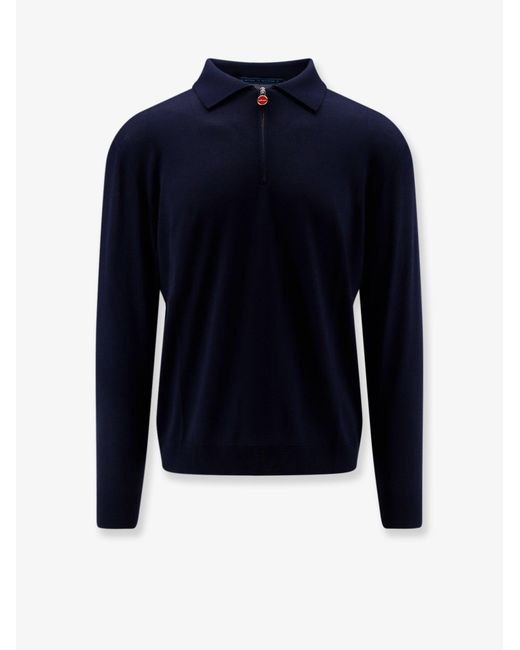 Kiton Blue Wool Polo Shirt for men