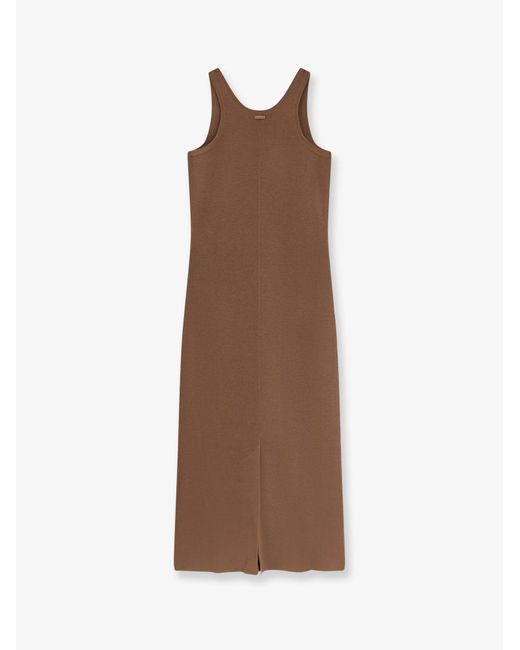 Max Mara Brown Aceri Virgin Wool Long Dress