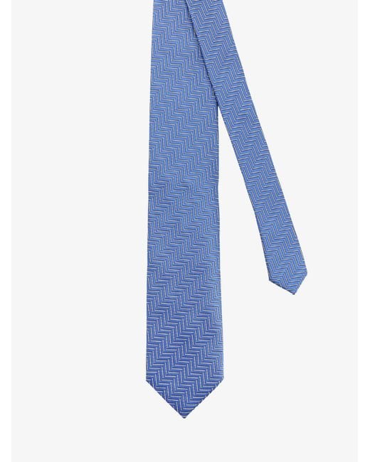 Tom Ford Blue Silk Tie With Geometric Pattern for men