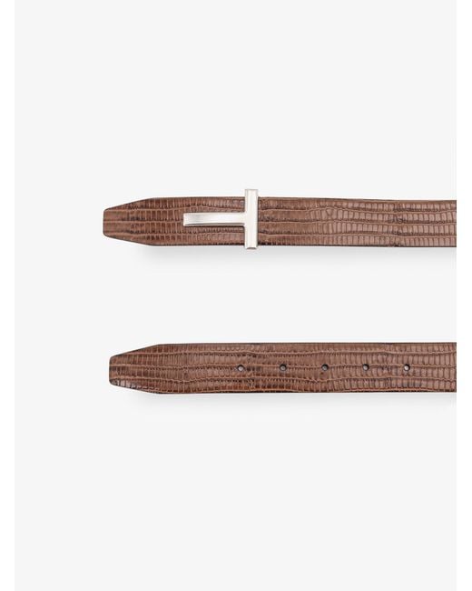 Tom Ford White Crocodile-Effect Leather Belt for men