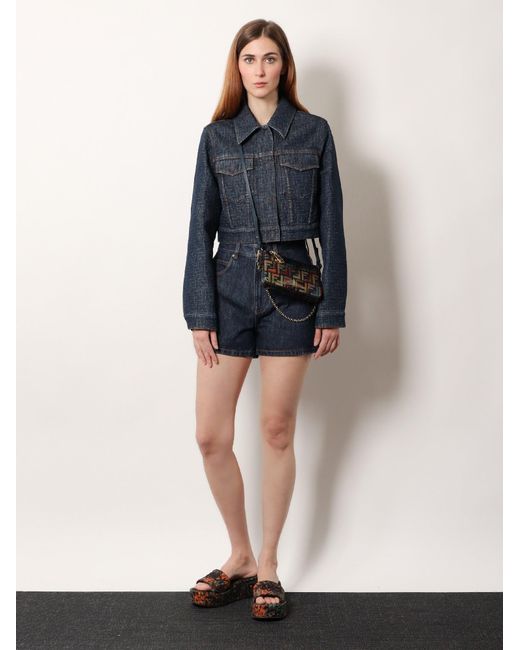 Fendi Blue Padded Denim Jacket