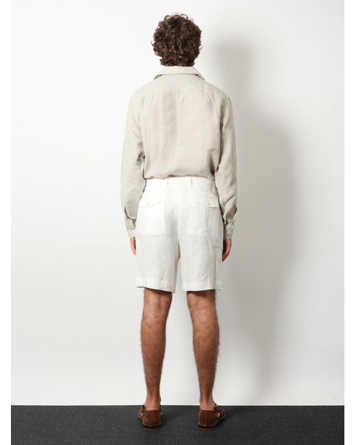 Lardini White Linen Shorts for men