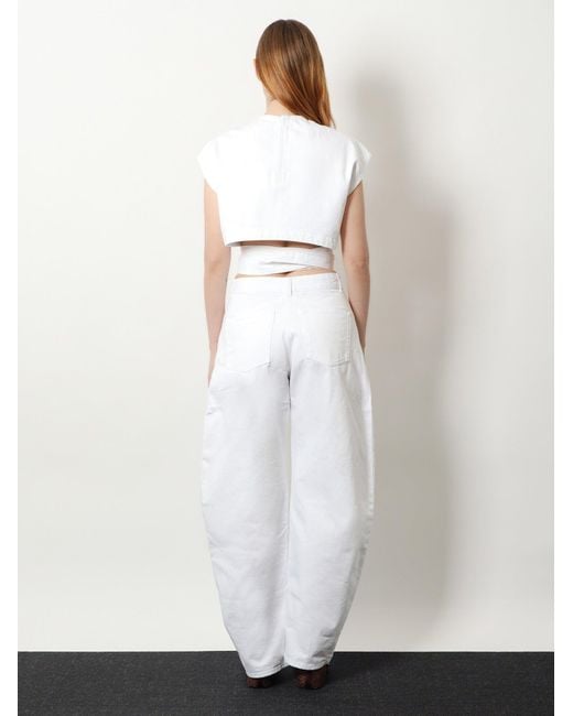 Alaïa White Curved Denim Trousers