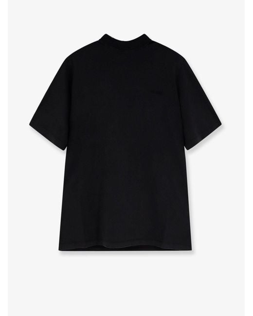 The Attico Black Cotton T-Shirt With Embroidered Logo On The Front