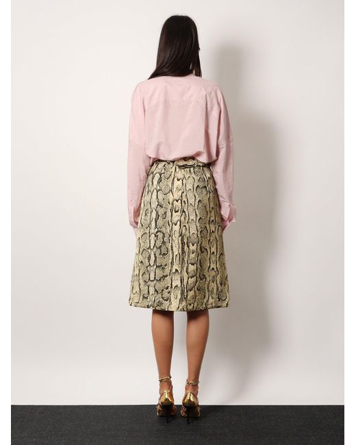 Dries Van Noten Natural Sheraz Viscose And Cotton Skirt With Reptile Print