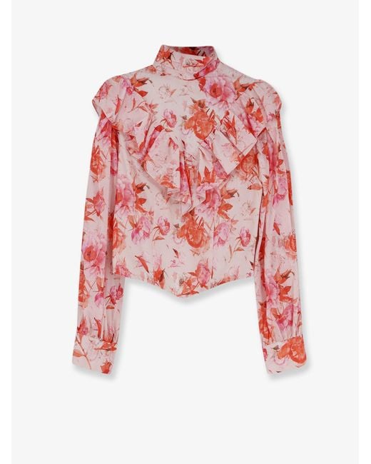 ACTUALEE Red Printed Cotton Shirt