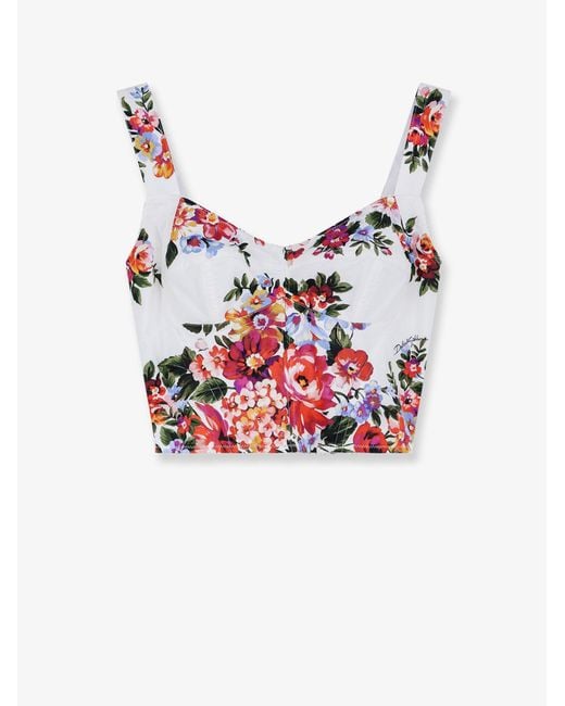 Dolce & Gabbana White Dolce & Gabbana Cotton Blend Bustier Top