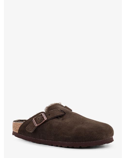 Birkenstock White Boston Vl/Shearling Suede Mule