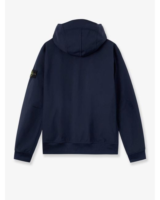 Stone Island Blue Soft Shell-R-E.Dye Technology Wind And Water Resistant Jacket for men