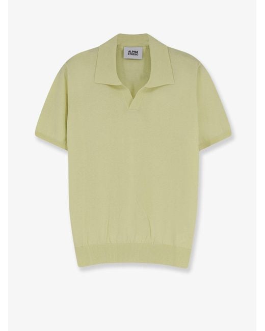 Alpha Studio Green Cotton Polo Shirt for men
