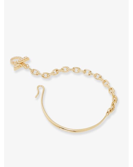 Ferragamo White Brass Bracelet With Gancini Detail