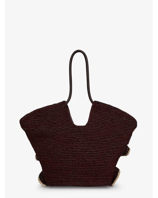 Zimmermann Brown Goldentime Raffia Shoulder Bag With Ruffles