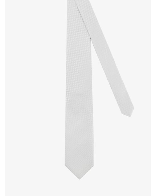 Tom Ford White Silk Tie With Geometric Pattern for men