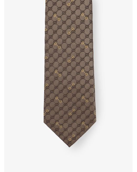 Gucci Brown Morset Silk Tie for men