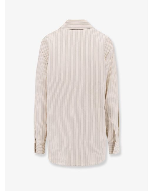 Rohe White Silk Striped Shirt