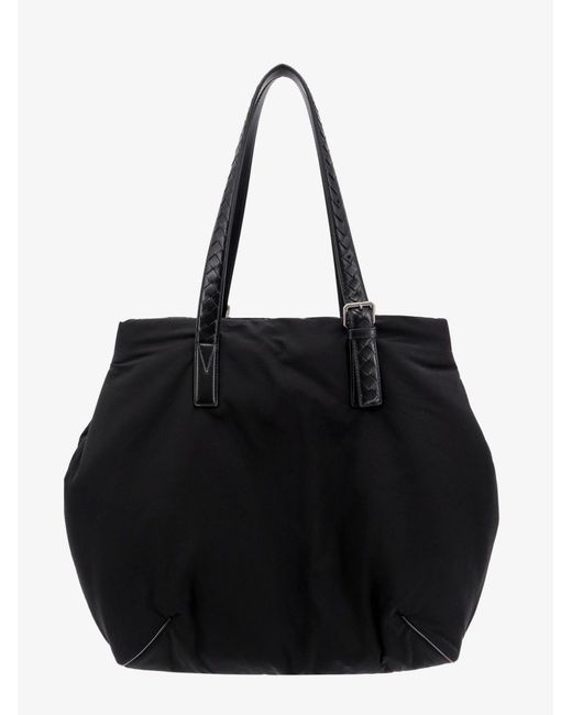 Bottega Veneta Black Padded Nylon Shoulder Bag With Logo Patch for men